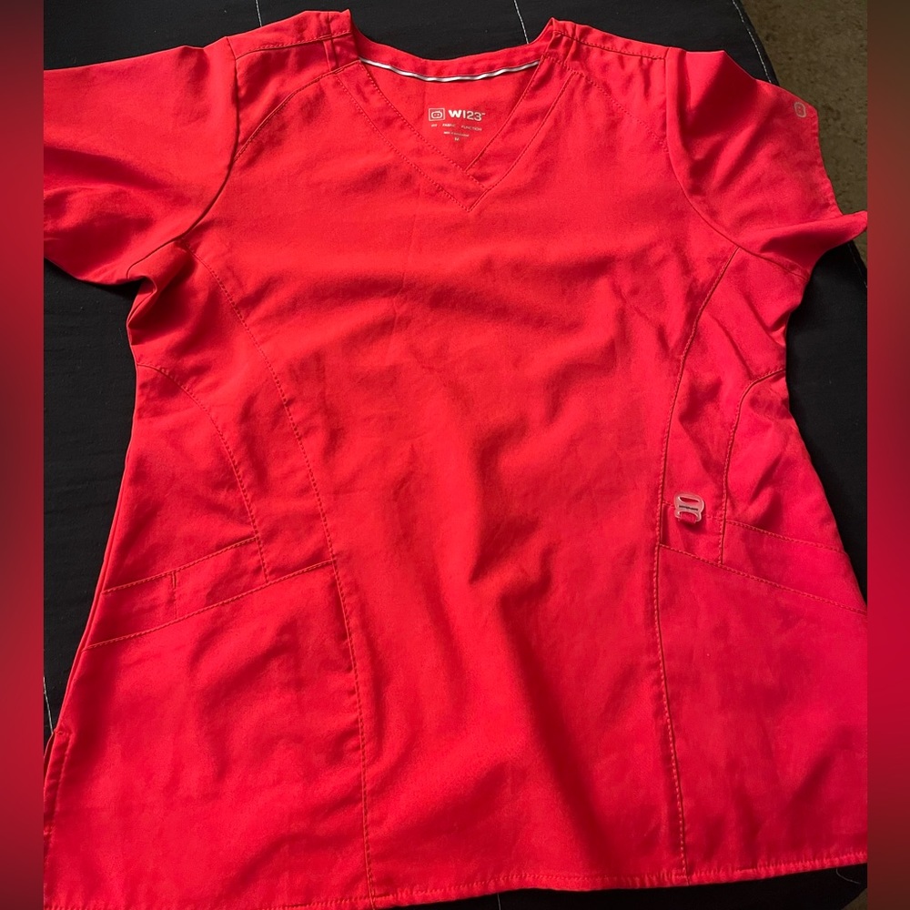 WonderWink Red Scrub Top